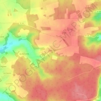 Couilly地形图、海拔、地势