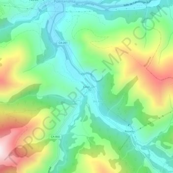Cosío地形图、海拔、地势
