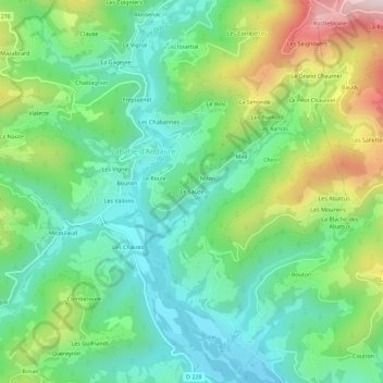 Le Sauze地形图、海拔、地势