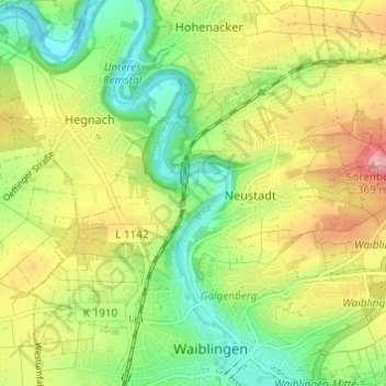 Kleinhegnach地形图、海拔、地势