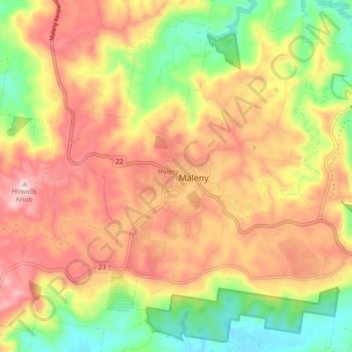 Maleny地形图、海拔、地势