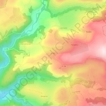Le Bac地形图、海拔、地势