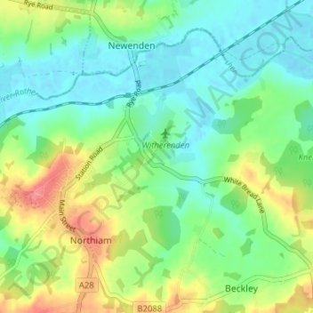 Quickbourne地形图、海拔、地势