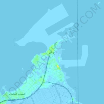 阿布基爾地形图、海拔、地势