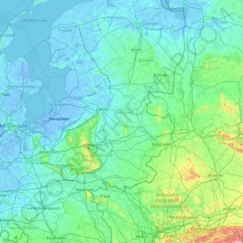 Salland地形图、海拔、地势