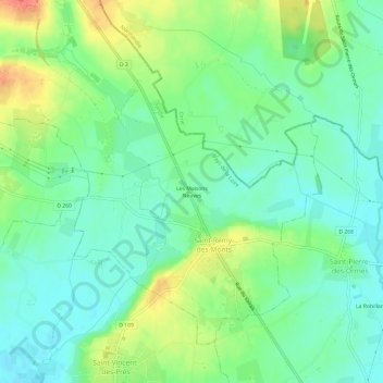 Les Maisons Neuves地形图、海拔、地势
