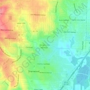 Western Acres地形图、海拔、地势
