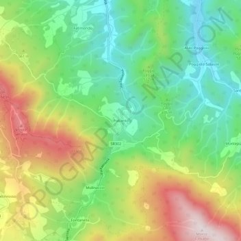 Polcanto地形图、海拔、地势