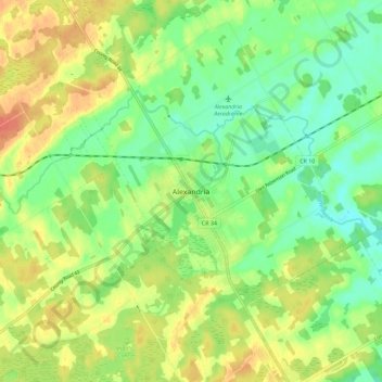 Alexandria地形图、海拔、地势