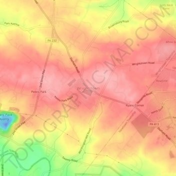 Wrightstown地形图、海拔、地势