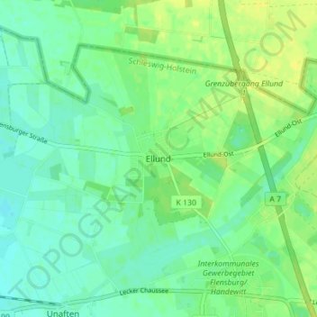 Ellund地形图、海拔、地势