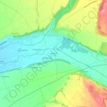 La Prairie地形图、海拔、地势