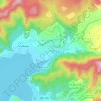 El Arco地形图、海拔、地势