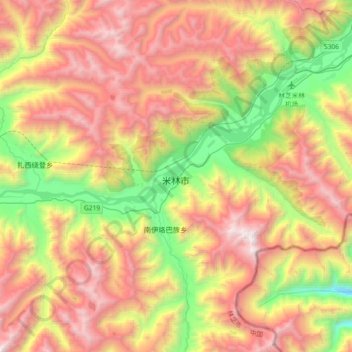 米林县地形图、海拔、地势