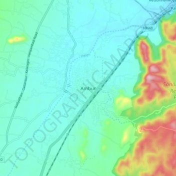 Ambur地形图、海拔、地势