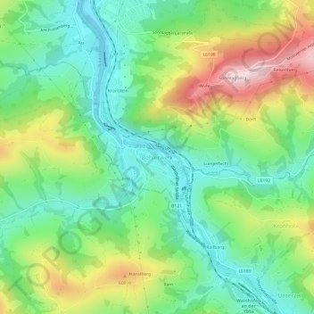 Böhlerwerk地形图、海拔、地势