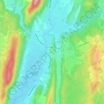 Saint-Julien地形图、海拔、地势