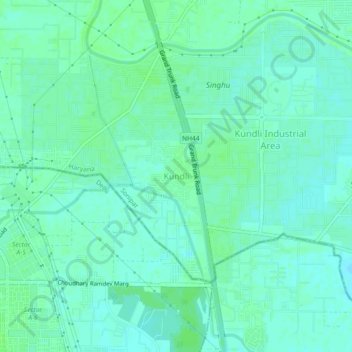 Kundli地形图、海拔、地势