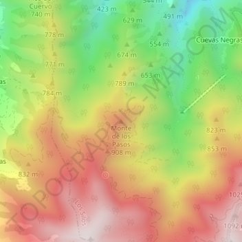 Monte de los Pasos地形图、海拔、地势