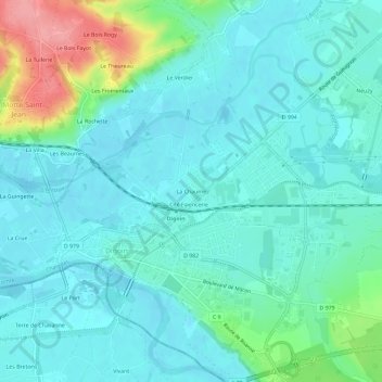 La Chaume地形图、海拔、地势