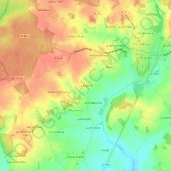 La Pagerie地形图、海拔、地势