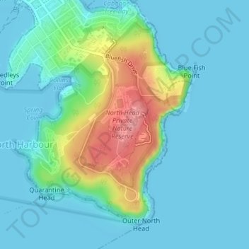 North Head地形图、海拔、地势