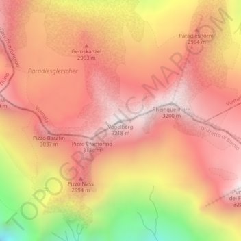 Vogelberg地形图、海拔、地势