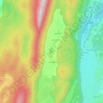 L'Halle地形图、海拔、地势