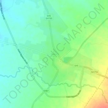 Halol地形图、海拔、地势