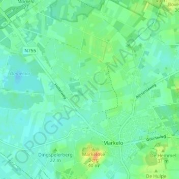 Achterhoek地形图、海拔、地势