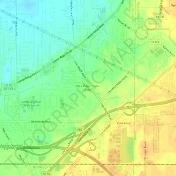 Pine Ridge Trailer Park地形图、海拔、地势