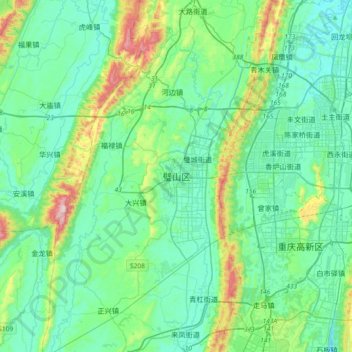 璧山区地形图、海拔、地势