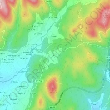 Burés地形图、海拔、地势