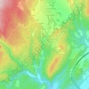La Combe地形图、海拔、地势