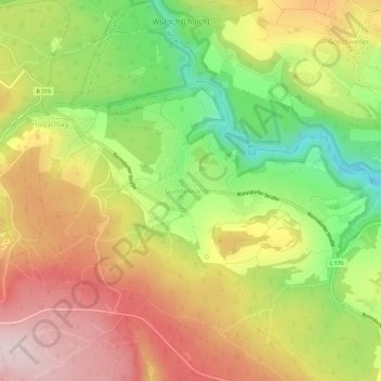 Gündelwangen地形图、海拔、地势