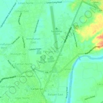 Pengue Ruyu地形图、海拔、地势