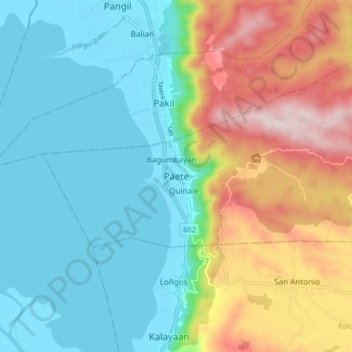 Paete地形图、海拔、地势