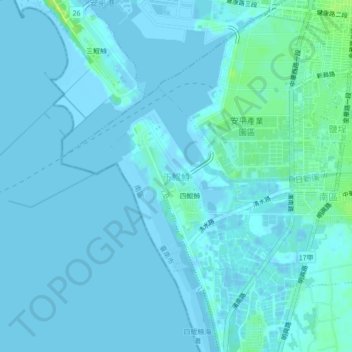 下鯤鯓地形图、海拔、地势