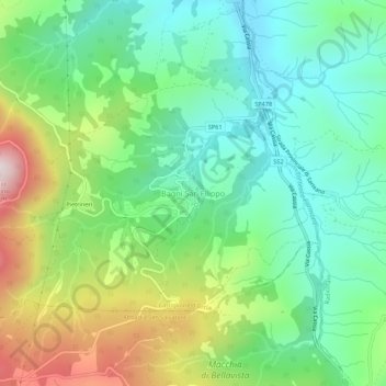 Bagni San Filippo地形图、海拔、地势