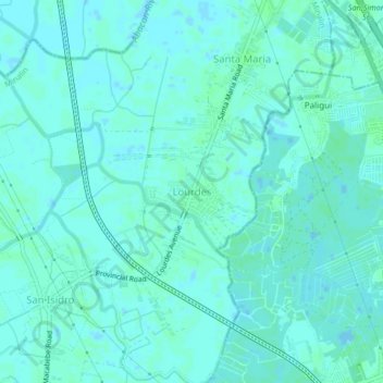 Lourdes地形图、海拔、地势