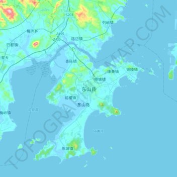 东山县地形图、海拔、地势
