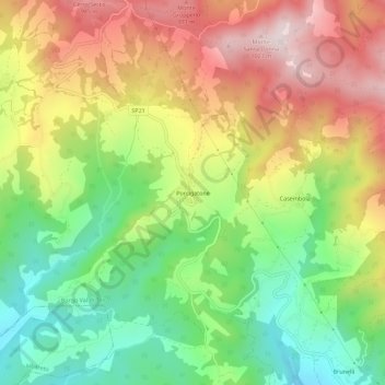 Porcigatone地形图、海拔、地势