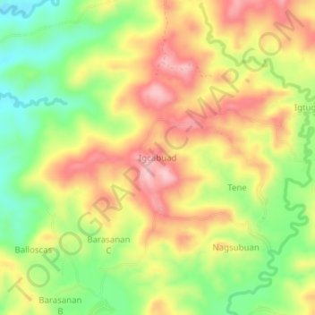 Igcabuad地形图、海拔、地势