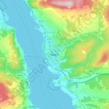 Moelv地形图、海拔、地势