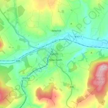 Keith地形图、海拔、地势