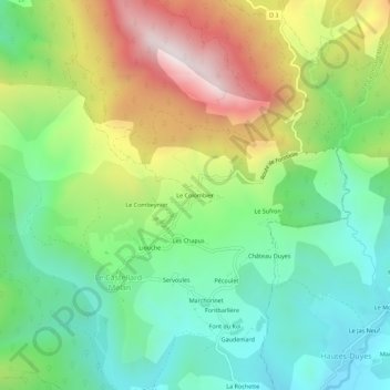 Le Colombier地形图、海拔、地势