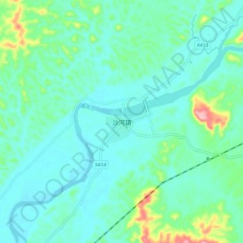沙河镇地形图、海拔、地势