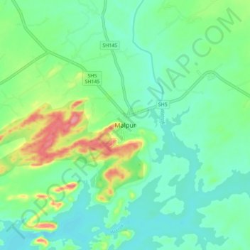 Malpur地形图、海拔、地势