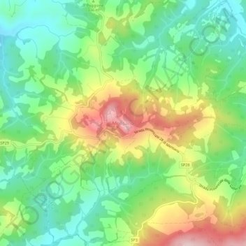 Mensano地形图、海拔、地势