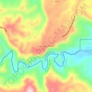 Lawan-Lawan地形图、海拔、地势